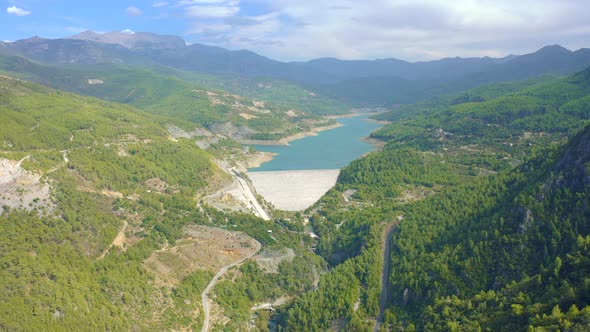 Mountain Lake and Dam View of Valley Dimcay Near of Alanya Antalya District Turkey alt
