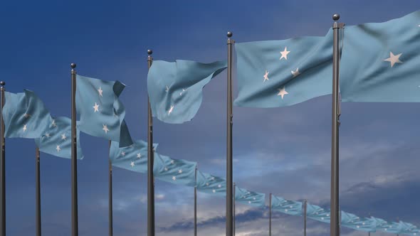 The Federated States Of Micronesia Flags Waving In The Wind  - 4K alt