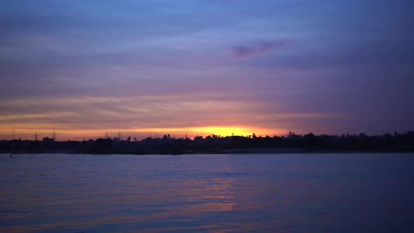 Egypt Nile River View At Sunset Destination View From Aswan Cruise