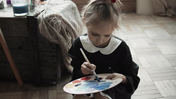 Little Girl Artist With Palette