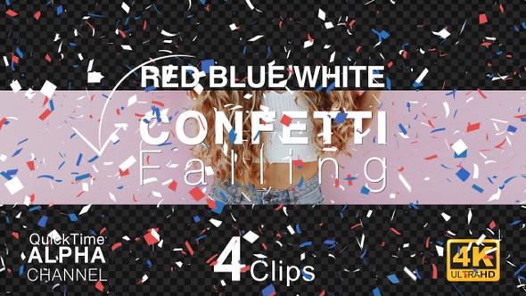 Red Blue And White Color Falling Confetti Pack