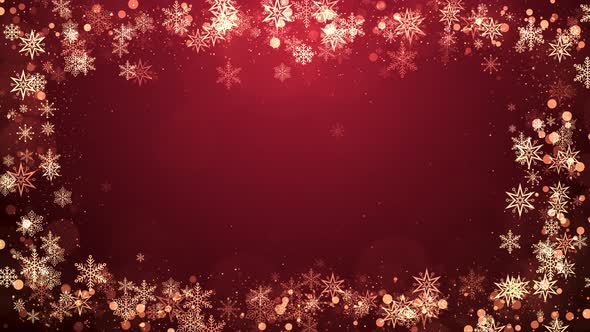 Christmas Snowflakes Frame with Red Background