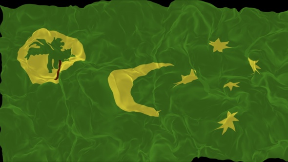 flag Cocos islands turns into smoke. State weakening concept a crisis, alpha channel alt