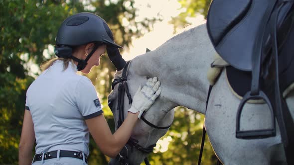 Side View, Embrace with a Horse  alt