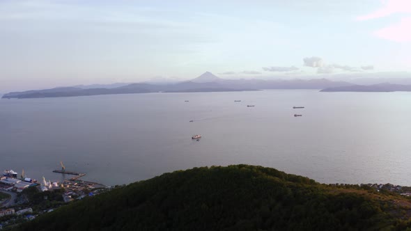 Cargo Ships in the Ocean Bay in Petropavlovsk-Kamchatsky alt