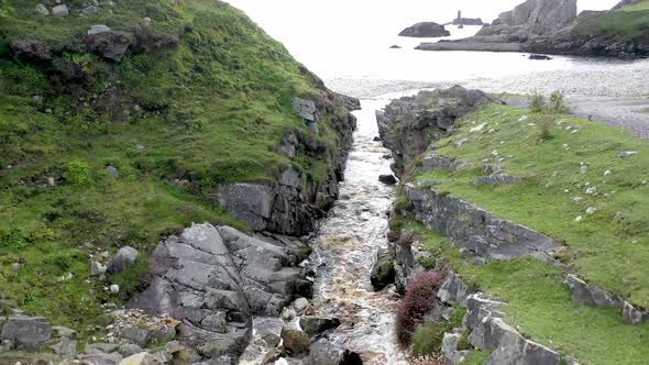 Waterfall at An Port Between Ardara and Glencolumbkille in County Donegal  Ireland alt