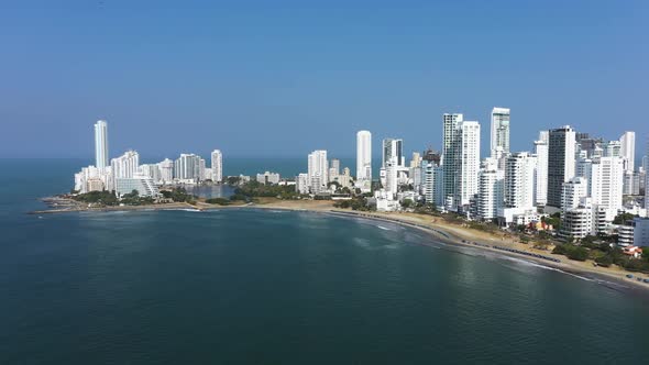 Aerial View of the Modern Skyline of Cartagena De Indias in Colombia on the Caribbean Coast