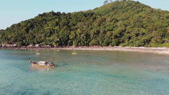 Phi Phi Islands Beach. Loh Lana Bay Aerial View on a Sunny Winter Day alt