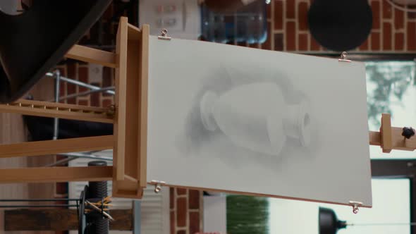 Vertical Video Senior Artist Greeting Students Attending Art Class Lesson alt