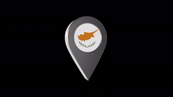 3d Animation Map Navigation Pointer With Cyprus Flag With Alpha Channel  - 4K alt