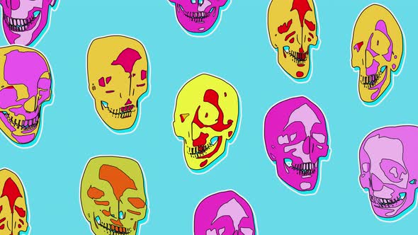 4K Abstract cartoon skulls