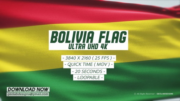 Bolivia Flag - Ultra UHD 4K Loopable alt