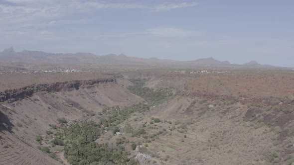 4K raw ungraded  UHD Aerial view Cidade Velha Fort  in Santiago - Cape Verde - Cabo Verde