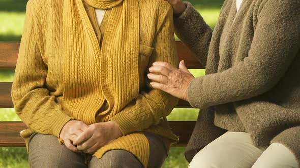 Senior Woman Comforting Widow, Supporting in Illness, True Female ...