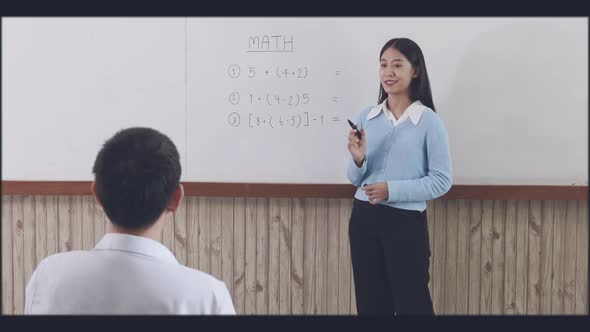 Teacher is teaching in the classroom alt