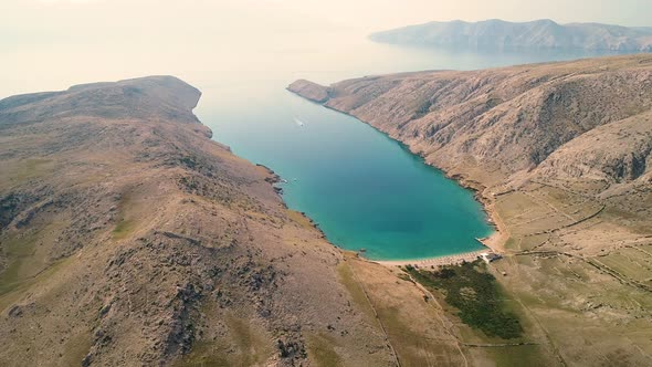 Aerial view of Vela luka bay during the summer, Baska, Croatia. alt