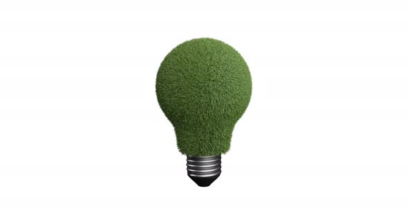 Green Grass Inside the Bulb Representing Green Energy