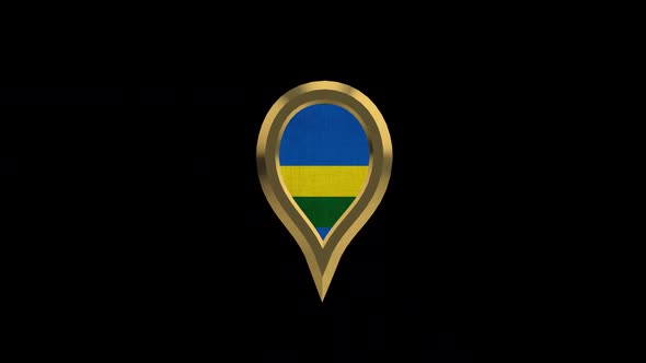 Rwanda 3D Rotating Location Gold Pin Icon alt
