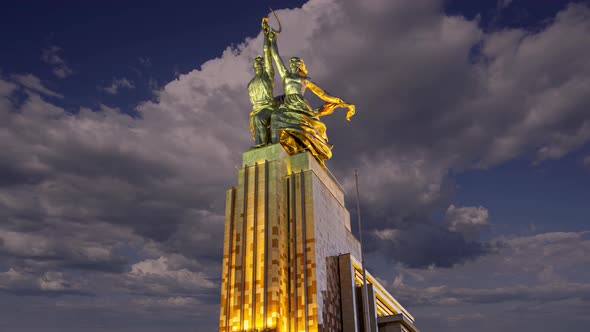 monument Rabochiy i Kolkhoznitsa, sculptor Vera Mukhina, Moscow, Russia. Made of in 1937