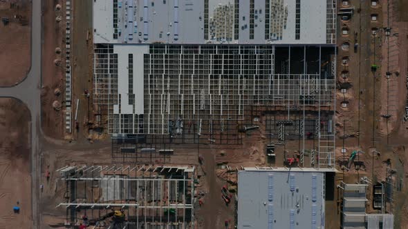 Building Site of a Factory From Above, Aerial Top View Slow alt