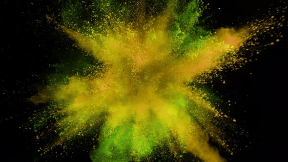Super Slow Motion Shot of Color Powder Explosion Isolated on Black Background at 1000Fps alt