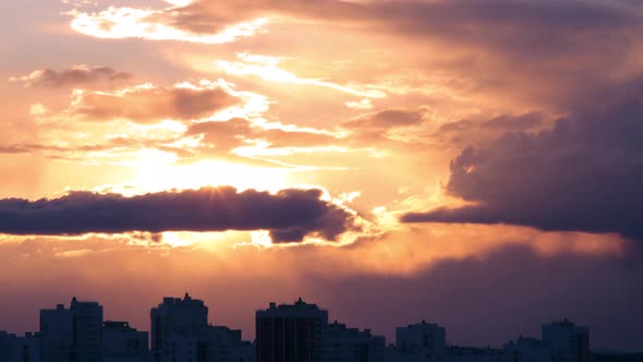 Timelapse of sunset over the city