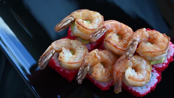 Japanese Food Sushi Rolls with Shrimp