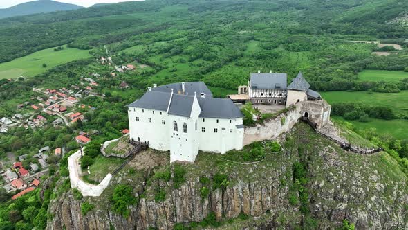 Aerial View Of A Medieval Castle On A Hilltop In Füzér, Hungary