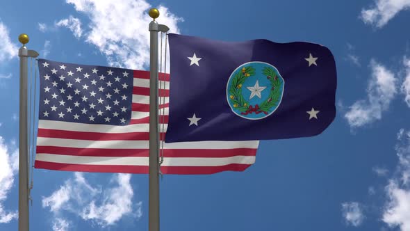 Usa Flag Vs Governor Of Texas Flag  On Flagpole alt