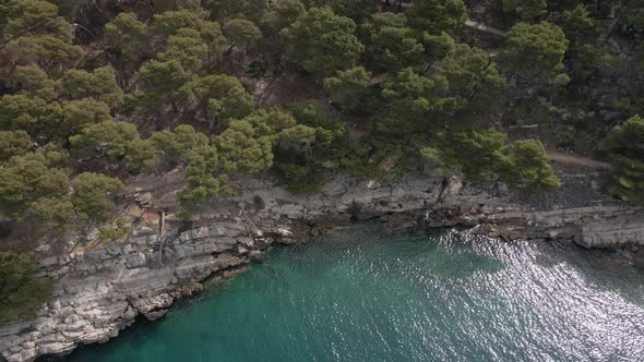 Aerial View of the Rocky Adriatic Coast in Makarska Riviera