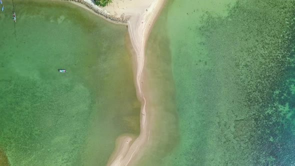 Aerial Shot of a Sandbar Blue Sea Koh Ma Thailand