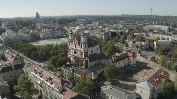 Vilnius city and a church