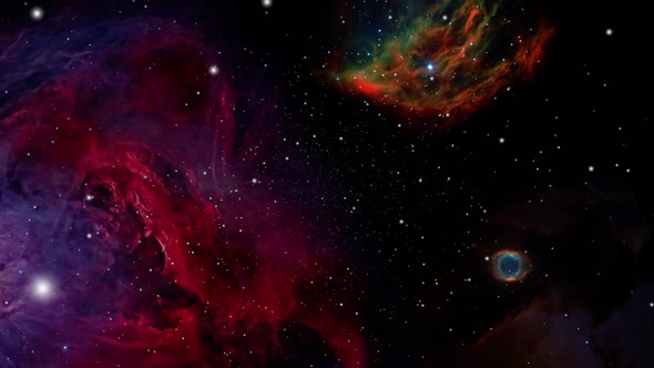 Traveling through stars and nebulas in outer space