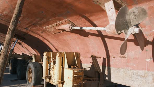 Industrial Ship Stands Repair at a Shipyard