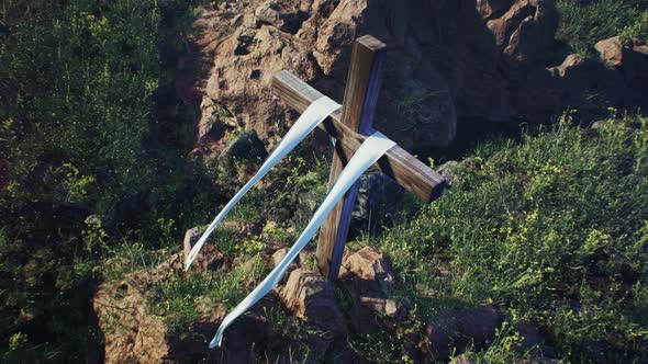 Cross on Jesus Christ on Rocky Hill