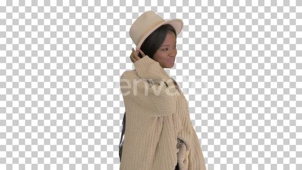 Fashionable african american woman posing, Alpha Channel alt