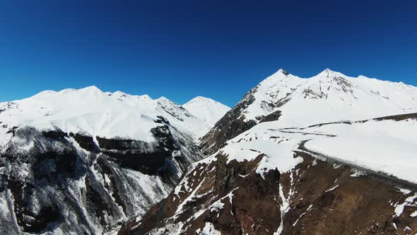Gudauri Georgia Aerial View to the Snowing Mountagnes alt