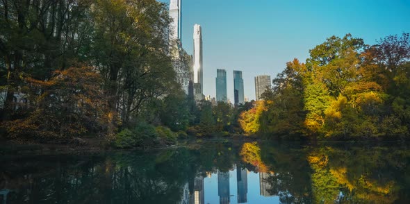 Central Park Pond in New York City with Reflection