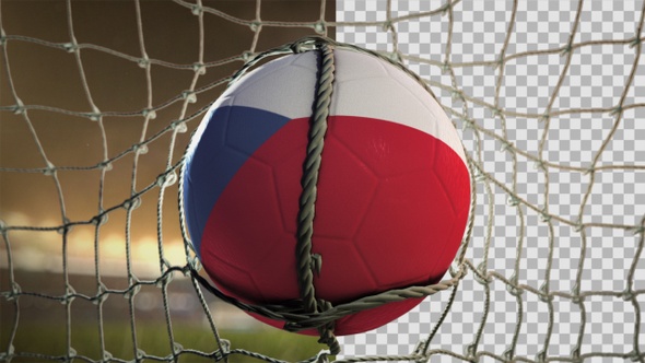 Soccer Ball Scoring Goal Night Frontal - Czech Republic
