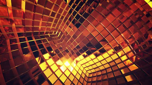 Inside Golden Mirror Disco Cube Neutral Vj Background 4k