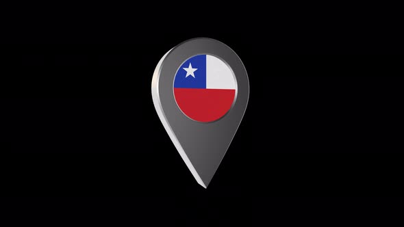 3d Animation Map Navigation Pointer With Chile Flag With Alpha Channel - 4K alt
