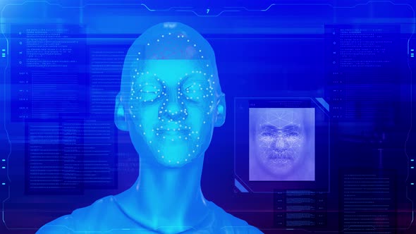 Face Detection With Blue Electronic Digital Background alt