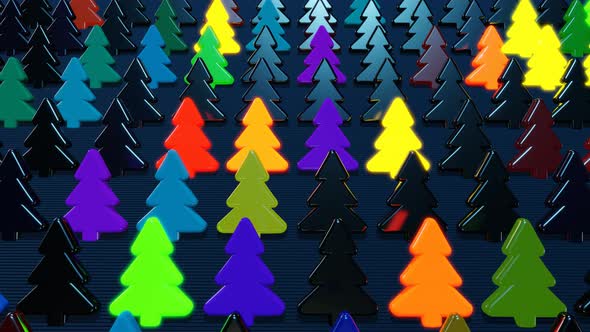 Christmas Card with Multicolor Garland Light Bulbs in Form of Christmas Tree on Plane alt