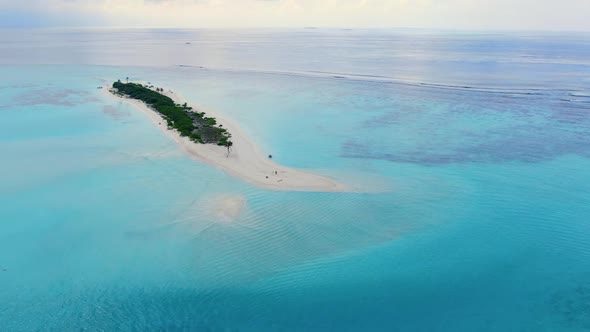 Maldive Wild Sandbank with Turquoise Blue Water Aerial View