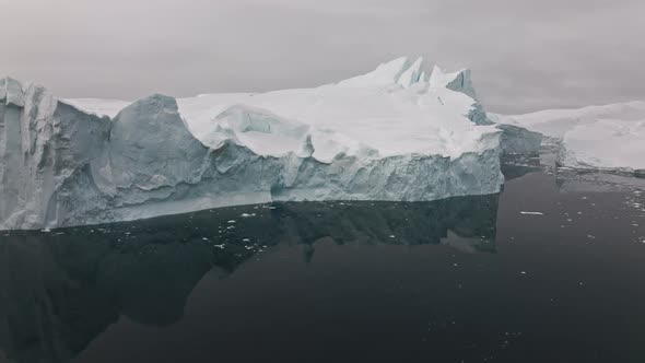 Drone Over Sea And Ice Coastline Of Ilulissat Icefjord alt
