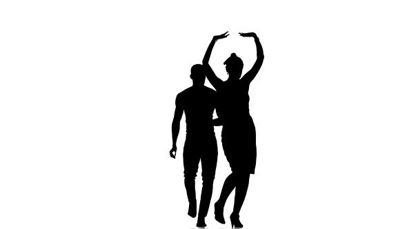 Attractive Social Latino Dancers, European Girl and Afro American Man Go on Dancing on White alt