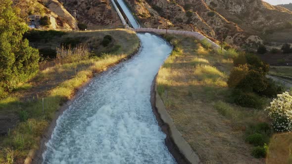 Aerial shot of some of the aqueducts that helps supply water to Los Angeles. alt