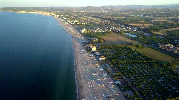 The Aerial View of the Rimini Beach in Italy