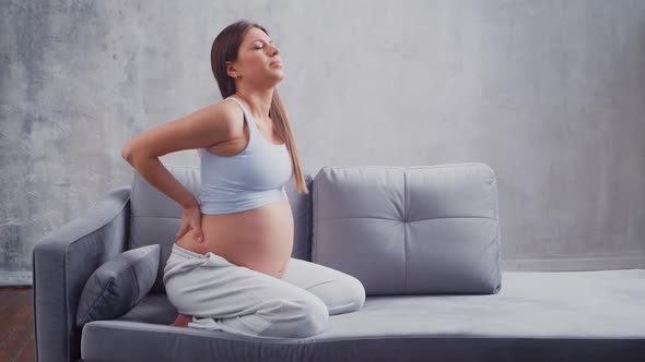 Young pregnant woman is resting at home and expecting a baby. alt