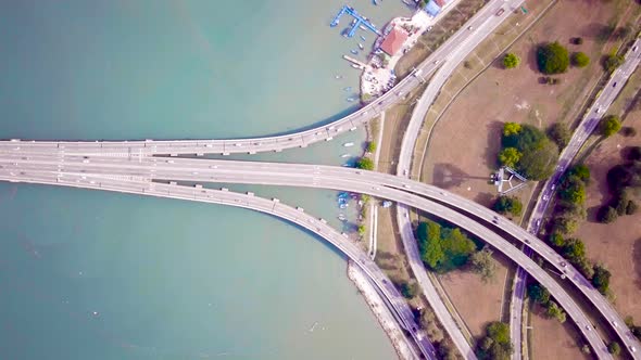 Penang Bridge Drone Shot Top View 